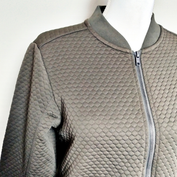 G by Guess Army Green Quilted Textured Zip Up Jacket - Picture 6 of 11